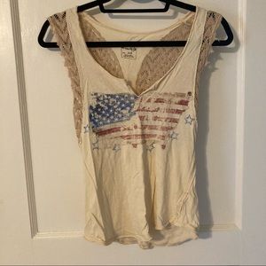 Free People Beige Tank with American Flag